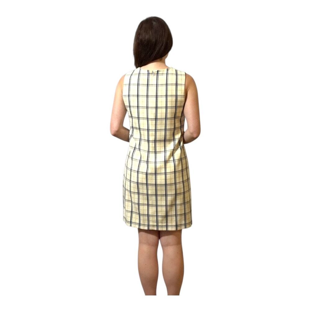 Theory Sleeveless Plaid Dress - Size 8 - Ivory - Shift, Above Knee, Work Classic - Picture 6 of 12